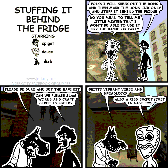 STUFFING IT BEHIND THE FRIDGE